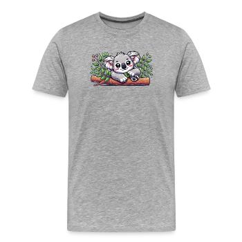Der niedliche Koalabär auf einem Eukalyptus Ast - Männer Premium Bio T-Shirt - Grau meliert - Vorne - Damien (186cm)