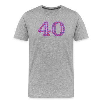 40. 40 ANS. 40e ANNIVERSAIRE. ANNIVERSAIRE 40 ANS. - T-shirt bio Premium Homme - gris chiné - Devant - Damien (186cm)