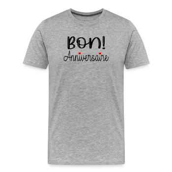 BON ANNIVERSAIRE AMOUR - T-shirt bio Premium Homme - gris chiné - Devant - Damien (186cm)