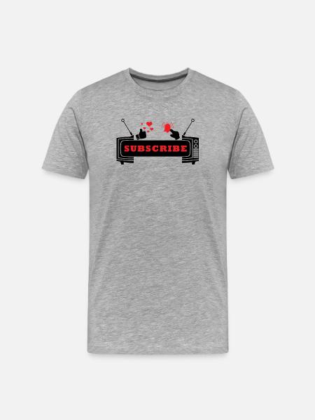 Heart and Bell Subscribe Icon Design - Men's Premium Organic T-Shirt - heather grey
