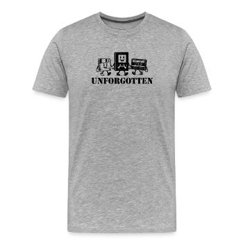 Unforgotten VHS Floppy Disk Music Cassette - Men's Premium Organic T-Shirt - heather grey - Front - Damien (186cm)