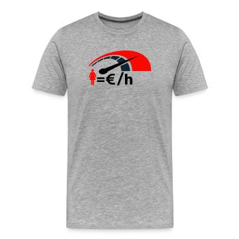 Ausgabenzähler - Männer Premium Bio T-Shirt - Grau meliert - Vorne - Damien (186cm)
