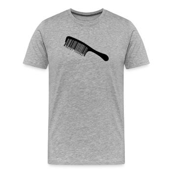 Illustration peigne avec code-barre - T-shirt bio Premium Homme - gris chiné - Devant - Damien (186cm)