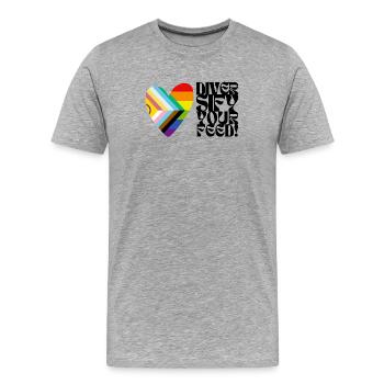 🌈♿ Diversifiez votre flux – Progress Pride&Disability - T-shirt bio Premium Homme - gris chiné - Devant - Damien (186cm)