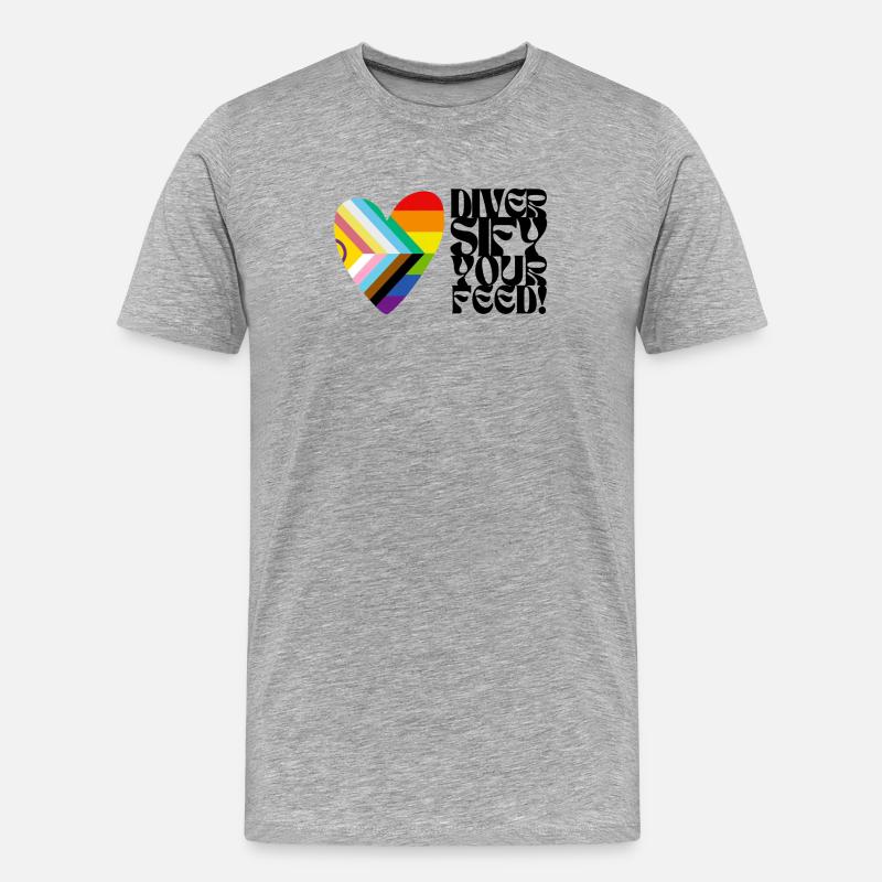 🌈♿ Diversify Your Feed –Progress Pride&Disability - Männer Premium Bio T-Shirt - Grau meliert