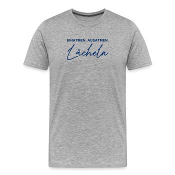 Inspirer - Expirer - Sourire - T-shirt bio Premium Homme - gris chiné - Devant - Damien (186cm)