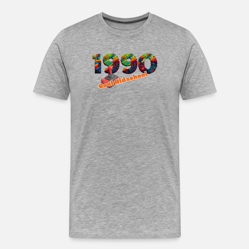 1990 – Retro Gaming Übergangszeit - Männer Premium Bio T-Shirt - Grau meliert