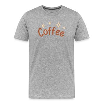 Schriftzeichen-Kaffee-Skizze - Männer Premium Bio T-Shirt - Grau meliert - Vorne - Damien (186cm)