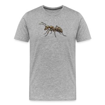 Motif graphique réaliste isolé de Ant Brown - T-shirt bio Premium Homme - gris chiné - Devant - Damien (186cm)