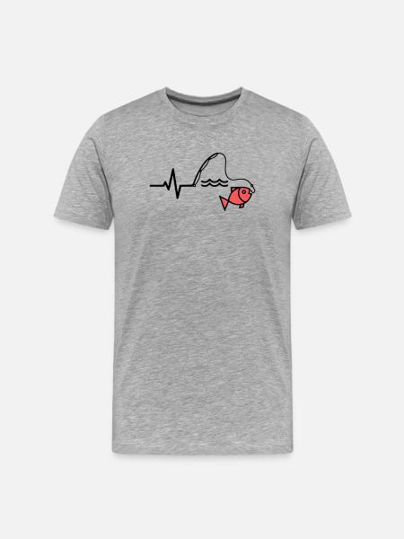 ECG Fishing Rod Fish Outline - Men's Premium Organic T-Shirt - heather grey