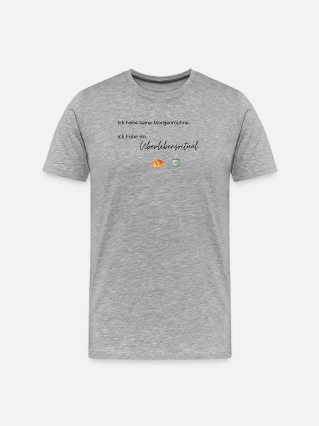 LIEBEVOLL Morgenroutine Croissant  - Männer Premium Bio T-Shirt - Grau meliert