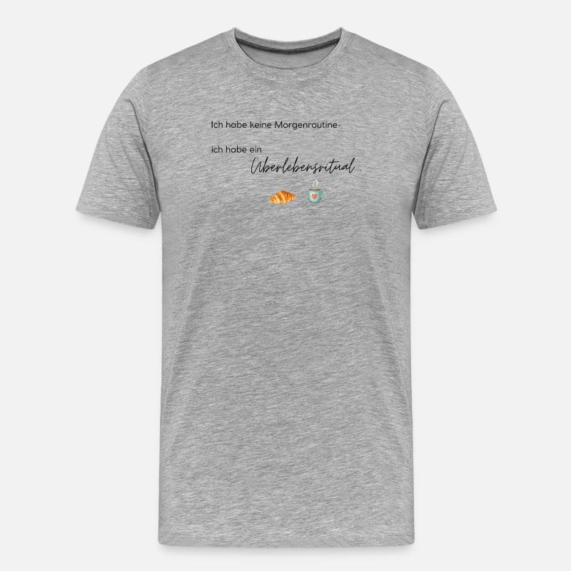 LIEBEVOLL Morgenroutine Croissant  - Männer Premium Bio T-Shirt - Grau meliert