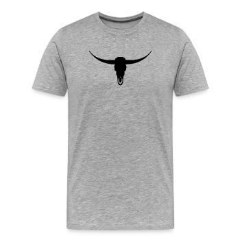 Longhorn head skull - Men's Premium Organic T-Shirt - heather grey - Front - Damien (186cm)