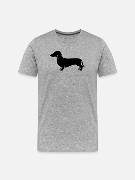 Teckel Jagdhund Profil - Männer Premium Bio T-Shirt - Grau meliert