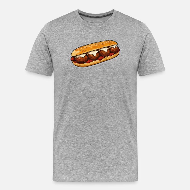 baguette-grill - Männer Premium Bio T-Shirt - Grau meliert