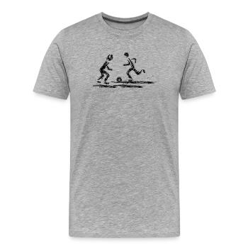 Duel de football | Art sportif abstrait - T-shirt bio Premium Homme - gris chiné - Devant - Damien (186cm)