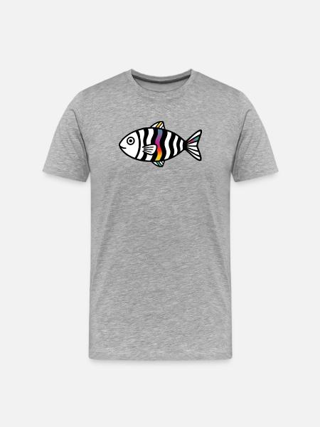 Abstrakter Fisch | Modernes Meeresmotiv  - Männer Premium Bio T-Shirt - Grau meliert