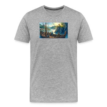 Lorelei, Nébuleuse du Rhin, Bateliers, Légende, Mythe du Rhin - T-shirt bio Premium Homme - gris chiné - Devant - Damien (186cm)