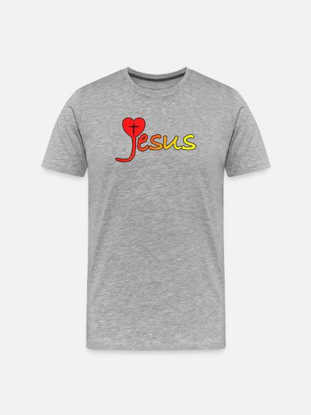 Heart Jesus Gradient - Men's Premium Organic T-Shirt - heather grey