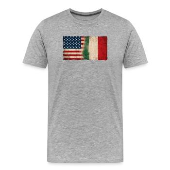 USA Italie Drapeau d’amitié Grunge - T-shirt bio Premium Homme - gris chiné - Devant - Damien (186cm)