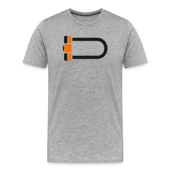 Icône du cadenas en U pour vélo - T-shirt bio Premium Homme - gris chiné - Devant - Damien (186cm)