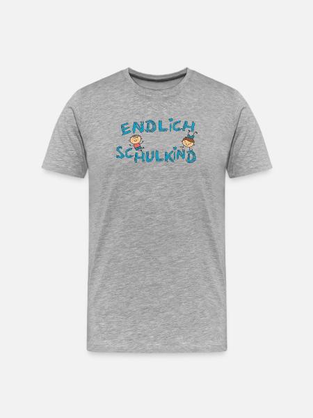 Endlich Schulkind bunter Schulstart - Männer Premium Bio T-Shirt - Grau meliert