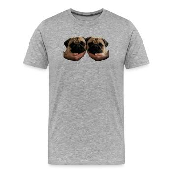 Tiens mon Carlin - T-shirt bio Premium Homme - gris chiné - Devant - Damien (186cm)