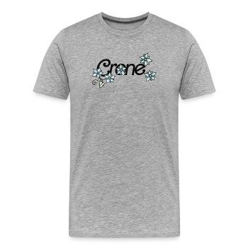 Kranich-Blumenranke - Männer Premium Bio T-Shirt - Grau meliert - Vorne - Damien (186cm)