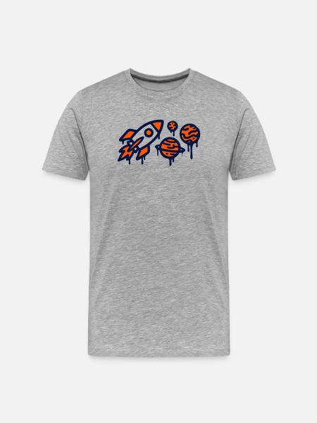 Rocket Launch Planet Graffiti - Men's Premium Organic T-Shirt - heather grey