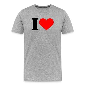 I LOVE - Männer Premium Bio T-Shirt - Grau meliert - Vorne - Damien (186cm)