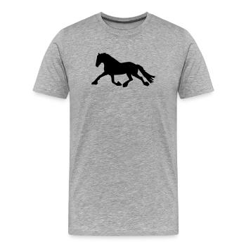Cheval de course - T-shirt bio Premium Homme - gris chiné - Devant - Damien (186cm)