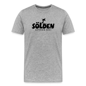 Sölden Après-Ski Skifahrer - Männer Premium Bio T-Shirt - Grau meliert - Vorne - Damien (186cm)