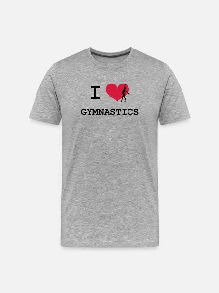 I Love Gymnastics - Männer Premium Bio T-Shirt - Grau meliert