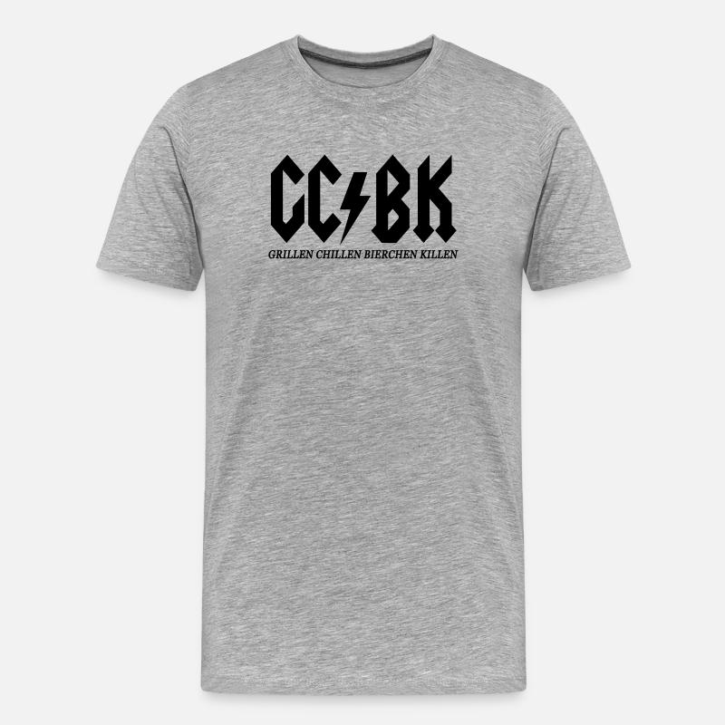 Grillen Chillen Bierchen Killen - Männer Premium Bio T-Shirt - Grau meliert