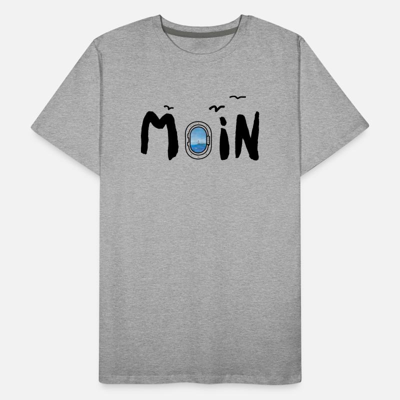 Moin Meer Leuchtturm Möwe See Nordisch Maritim Männer Premium Bio T-Shirt