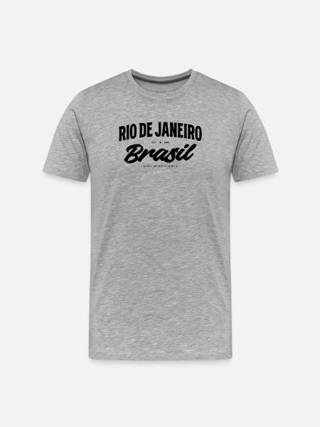 Rio de Janeiro, Brésil Script Banner - T-shirt bio Premium Homme - gris chiné