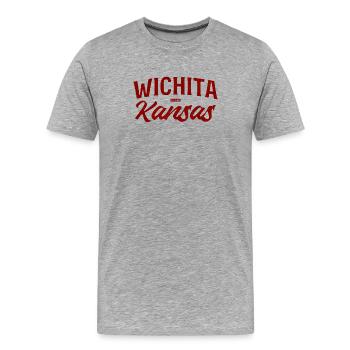 Wichita Kansas Retro Script - Männer Premium Bio T-Shirt - Grau meliert - Vorne - Damien (186cm)