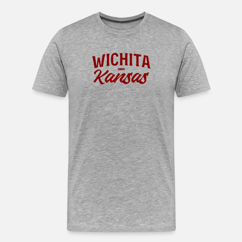 Wichita Kansas Retro Script - Männer Premium Bio T-Shirt - Grau meliert