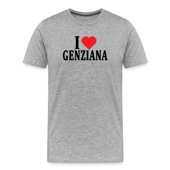 T-Shirt Ich liebe Enzian T-Shirt Geschenkidee - Männer Premium Bio T-Shirt - Grau meliert - Vorne - Damien (186cm)