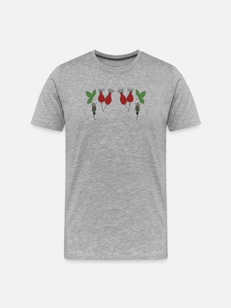 hagebutte im Wald - Männer Premium Bio T-Shirt - Grau meliert