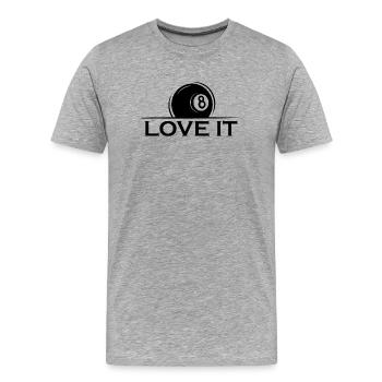 love it pool billard 8 ball Verein Team Symbol - Männer Premium Bio T-Shirt - Grau meliert - Vorne - Damien (186cm)