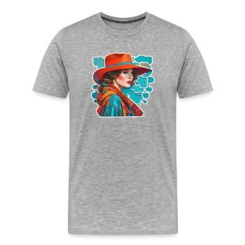 Dame à la tête - T-shirt bio Premium Homme - gris chiné - Devant - Damien (186cm)