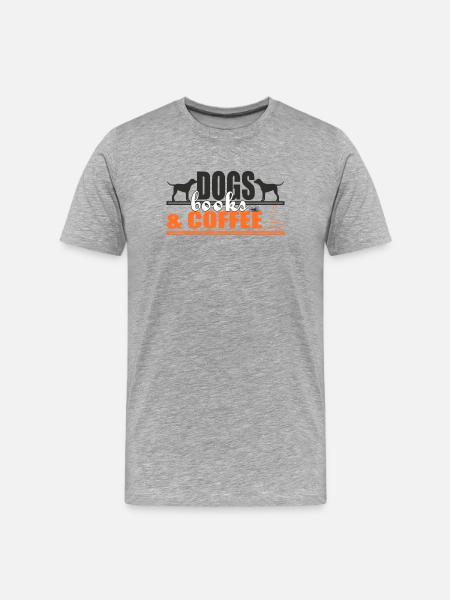 Dogs Books And Coffee - Men's Premium Organic T-Shirt - heather grey