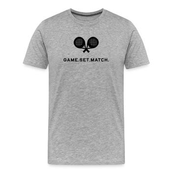 Jeu Set Match Padel - T-shirt bio Premium Homme - gris chiné - Devant - Damien (186cm)
