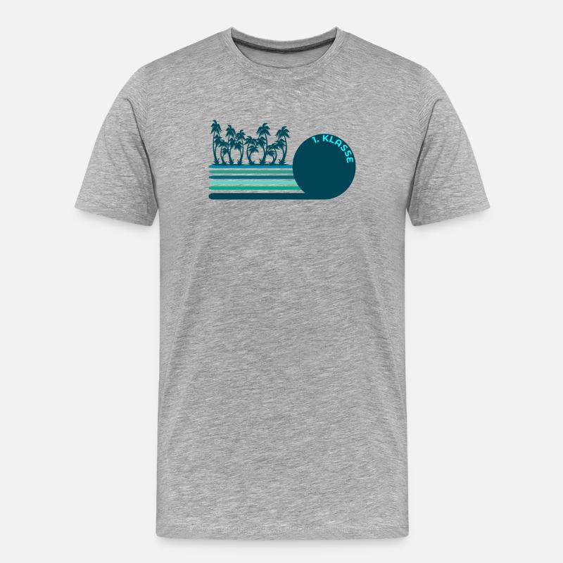 Einschulung 1. Klasse Palmen - Männer Premium Bio T-Shirt - Grau meliert