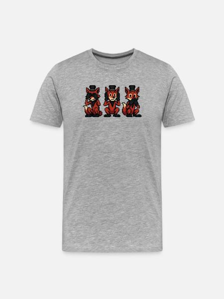 Fuchs im Style der 3 Affen - Männer Premium Bio T-Shirt - Grau meliert