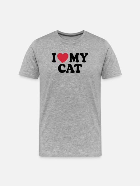 Citation J'aime mon chat - T-shirt bio Premium Homme - gris chiné
