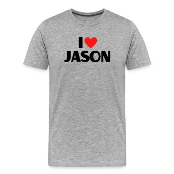 I love Jason Red Heart Love Fan Gift - Men's Premium Organic T-Shirt - heather grey - Front - Damien (186cm)