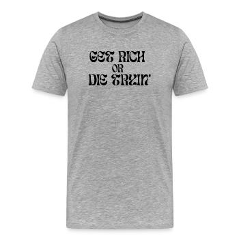 Police graphique avec des éléments tribaux - T-shirt bio Premium Homme - gris chiné - Devant - Damien (186cm)