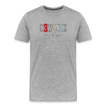 Urbain NYC Skyline Design abstrait - T-shirt bio Premium Homme - gris chiné - Devant - Damien (186cm)
